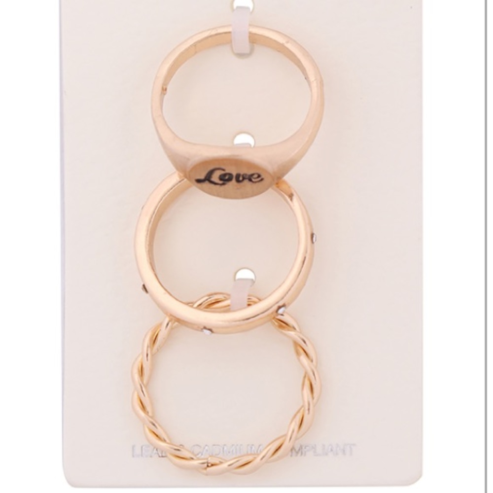 Set of 3 gold rings LOVE, New! So cute - Picture 3 of 12